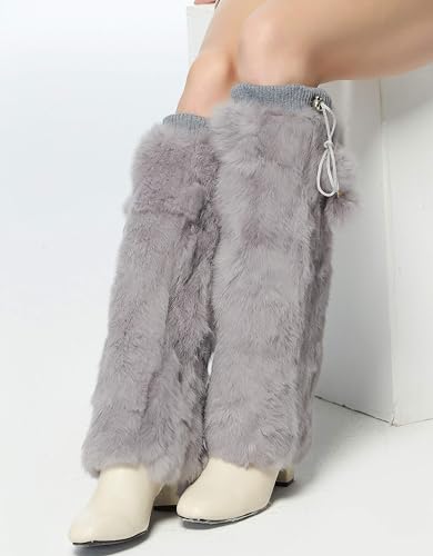 Image of Fur Story Fur Leg Warmers Real Fur Rabbit Winter Leggings Boot Toppers for Women