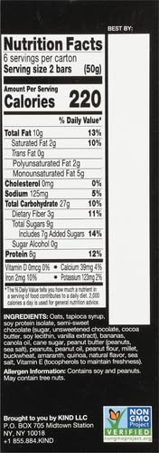 Image of Kind,Bar Protein Breakfast Peanut Butter Banana Dark Chocolate,10.58 Ounce,6 Count (Pack of 2)