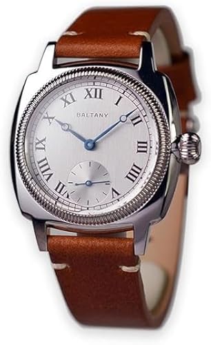 Baltany Quartz Roman Numeral Watches, S184037 36mm Watches for Men with Polished Hands (Silver Dial)