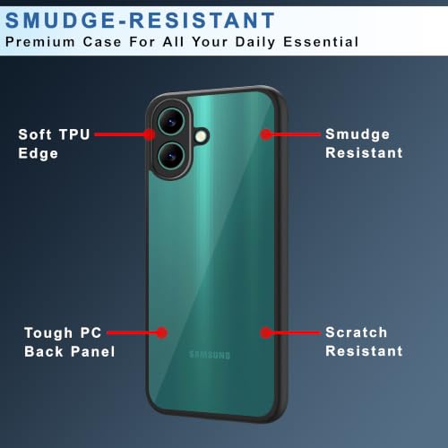 Image of CEDO Backcover for Samsung Galaxy M07 (4G) / M17e (5G) / F07 (4G) | Camera Protection Bump Shockproof Edge | Ultra Hybrid Transparent Acrylic Clear TPU+PC Hard Backcase Cover (Black)