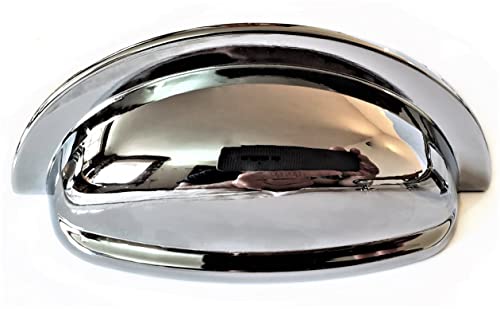 Set of 6 Cup Handles for Kitchen Cabinets & Drawers, Polished Chrome