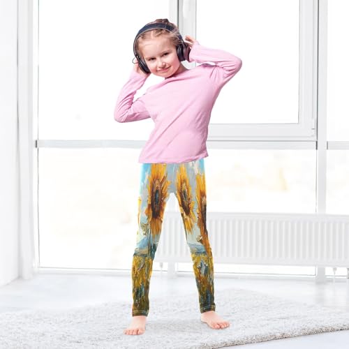 Bolaz Toddler Girls Leggings Printed Yoga Pants Leggings Oil Painting Three Sunflowers for Kids4