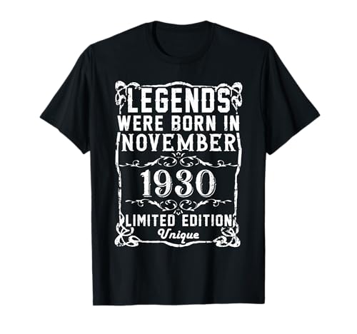 Cumpleaños Noviembre 1930 Edición Limitada Regalo Vintage Camiseta