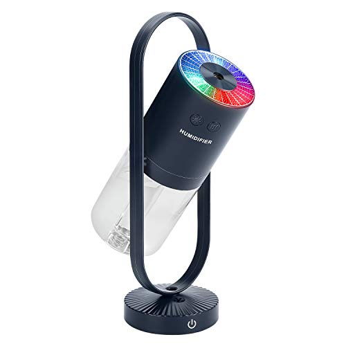 WIOR Portable Mini Humidifier, 200 ml Mist Humidifier Air Humidifier Ultra Silent Humidifier with Colored Light Portable USB Humidifier 360 degree rotation 2 Mist Modes for Home Office Baby Bedroom