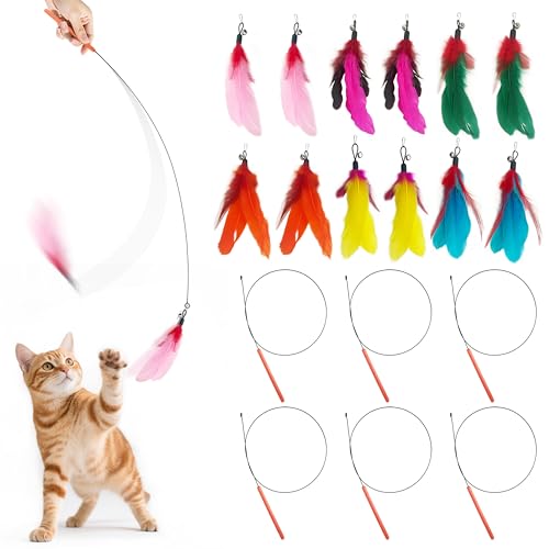LEKEWPET Cat Wand Toy with Feathers