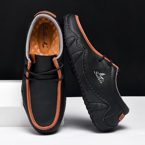 Men's Leather Orthopedic Loafers Comfort Arch Support Non Slip Lace up Casual Shoes Lightweight Work Driving Traveling Walking Shoes4