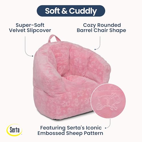 Delta Children - Serta Kids Plush Barrel Toddler Chair, Soft Foam Chair Bean Bag Chair Alternative for Boys and Girls, Cozy Seat for Reading, Watching Cartoons, Playroom Nursery Bedroom, Pink - image 4