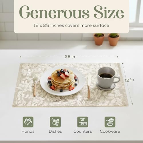 Image of 4 Pack Hand Towels, Cotton Sage Green and White Floral Kitchen Towel, Soft and Absorbent Hand Drying Towels 18 x 28