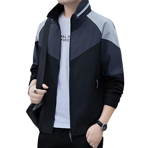 Image of MIA FASHION Mens Jackets for Summer, Lightweight Windcheater Jacket, Full Sleeves, Regular Fit, Stylish Stand Collar, Zipper Closure