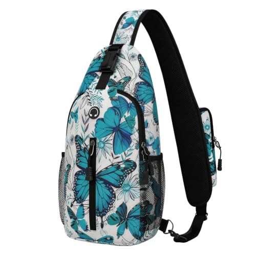 Image of Butterfly Sling Bag For Women Men Small Crossbody Bags Mini Water Resistant Casual Chest Bag Backpack Shoulder Daypack For Travel Hiking