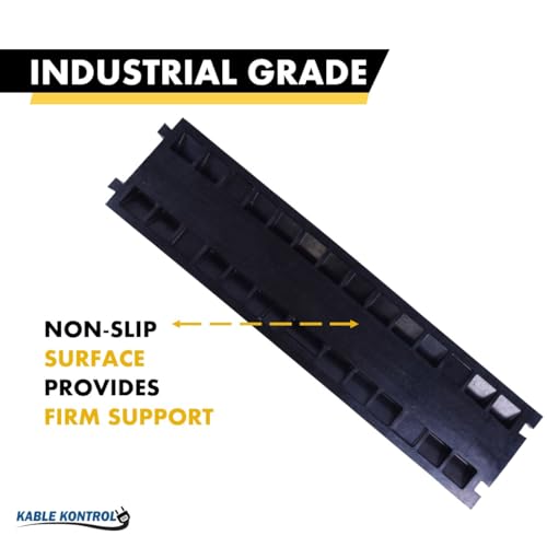 Image of Kable Kontrol Atlas Heavy Duty Cable Protector Ramp - 2 Channel - 1 Pc - 40 inch Long Black & Yellow - 24,000 Lbs Capacity - Rubber Speed Bump Wire Protector Cord Cover - CP9987