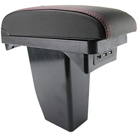 Lmybest Dual-Layer Black Leather Arm Rest for Peugeot 2008, Centre Console Storage Box Armrest, Center Console Box Tray Organizer, Auto Interior Accessories Cover