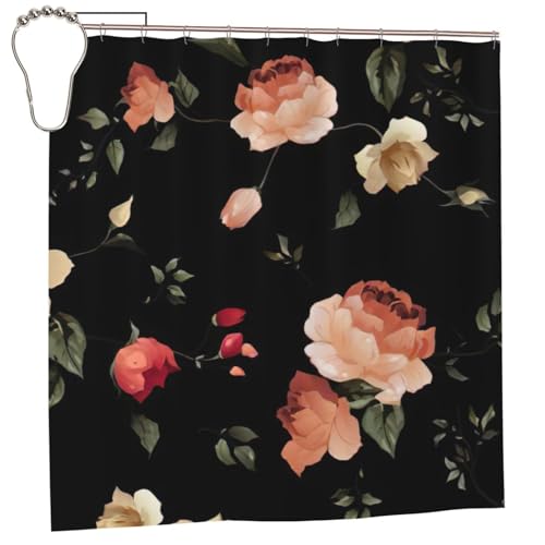 Rideau de douche floral 183x183 cm en polyester avec 12 oeillets - 2