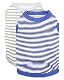 DroolingDog 2 Pack Small Boy Dog T Shirts Striped Dog Clothes Puppy Stripped Tshirts Breathable Cott