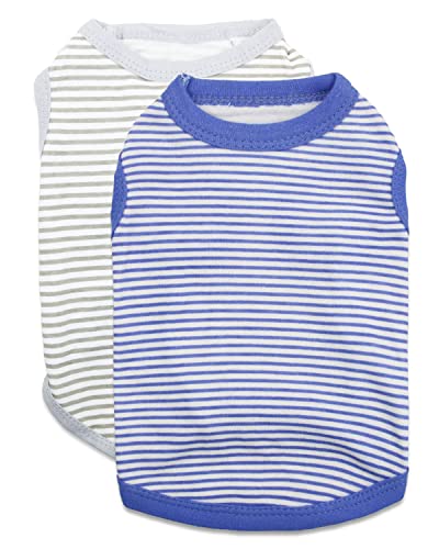 DroolingDog Hunde-T-Shirt, gestreift, für Hunde, Welpen, Baumwolle, weich, Größe M, 2 Stück Cover