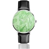 Atmungsaktives Lederband: Diese Uhr besteht aus Edelstahl, Metall und echtem PU-Lederarmband. Das weiche Lederband sorgt für ein angenehmes Tragegefühl. Hochharter Glasspiegel Super langlebig, kratzfest, lichtecht.