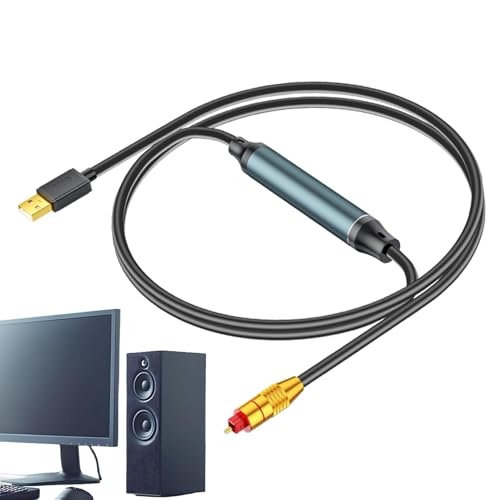USB auf optisches Audioadapter,USB zu optisches Kabel | Plug-and-Play USB Optischer Audioadapter - Benutzerfreundlicher optischer USB-Audioadapter, schwarzes USB-zu-optisches Kabel...