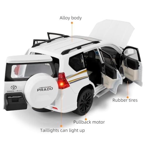 Image of 1:18 【Large】 Toyota Prado SUV Car Toy Metal Pull Back Diecast Car with Openable Door and Sound Light, Gifts Toys for Kids【 Colors as Per Stock 】