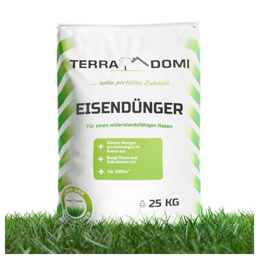 GREEN24 Purital F06 Supreme Eisen-Dünger flüssig, Eisendüngerlösung aus hochwertigen Chelat von DTPA 10 TerraDomi Eisendünger 25kg für ca. 1000m² | Turbo-Dünger abgestimmt auf Rasenflächen mit Moos | Granuliert, streuwagengeeignet und staubfrei