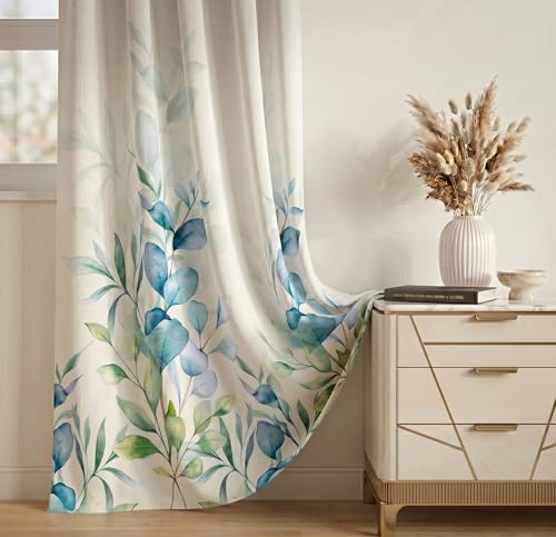 Image of VAS COLLECTIONS 100% Room Darkening Blackout Door Curtains Set of 2, 7 Feet (121 x 213 cm), Floral Design Long Curtains for Living Room & Bedroom, Thermal Insulated, Privacy Curtains (Aquatic Fern)