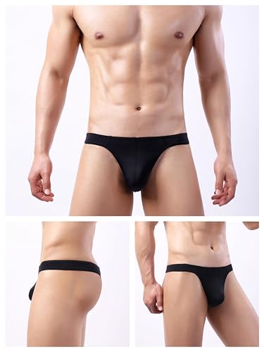 Men's Ice Silk Thong Low Rise Solid Bikini Briefs Underwear2