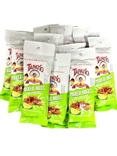 Tapatio Mixed Nuts, Peanuts, Cashews, Almonds with Tapatio Lime Flavored Seasoning 2.5oz (12Pack)(Total 30oz)