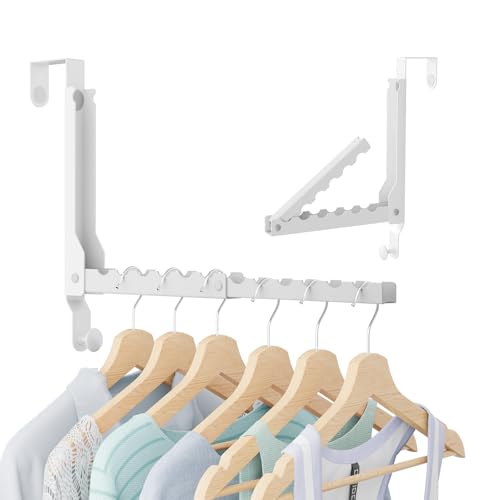 WLCSNG Over The Door Hooks Extended Over The Door Clothes Hanger with 11 Ridges Space-Saving Over The Door Drying Rack Over the Door Hangers for Clothes Larger Capacity Over The Door Hanger.