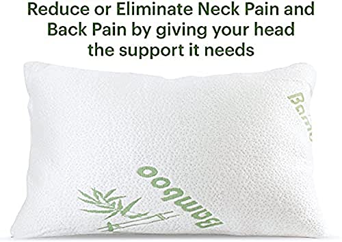 Brijo Bamboo Shredded Memory Foam Pillow- Reduce Or Eliminate Neck, Back And Shoulder Pain| Side Sleeper, Back Or Stomach| Stay Cool Hypoallergenic Anti Snoring| Standard Size #TOP2