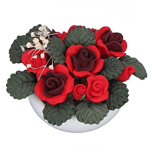 Mini fleur bonsaï, simulation décorative modèle de fleur en pot réaliste à l'échelle 1/12 pour balcon Cover