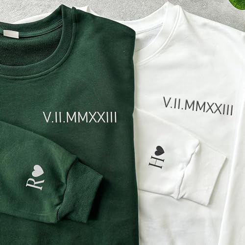 Custom Embroidered Roman Numeral Date Couple's Sweatshirt, Matching Sweatshirts For Couples, Custom Embroidered Sweatshirt, Custom Crewneck Sweatshirt, Anniversary, Engagements, Valentine's Day Gifts3