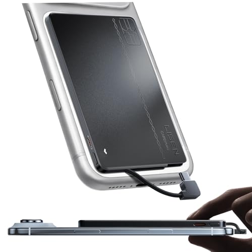 Deal: LISEN 0.2‘’ Charge Card Phone Charger,5000mAh Ultra Slim Power Bank Fast Charging USB C ,Alloy Ultra Thin Power Bank,Portable Charger with Built in Cable for iPhone 17/16/15 & Samsung(No-Wireless)