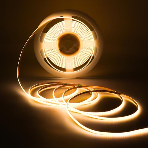 COB LEDテープライト 電球色 3000K USB 5V 1m 3mm極細 高密度400LEDs リモコン調光