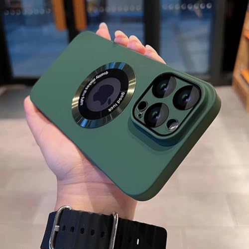 Coque iPhone 13 magnétique vert givré idéale au quotidien