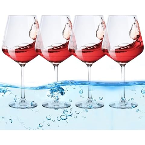 LUXULISH Floating Wine Glasses for The Pool, 22Oz Unbreakable Acrylic Wine Glasses Set of 4, Shatterproof Plastic Wine Glasses for Poolside, Hot Tubs, Beach or Daily Indoor Use Cover