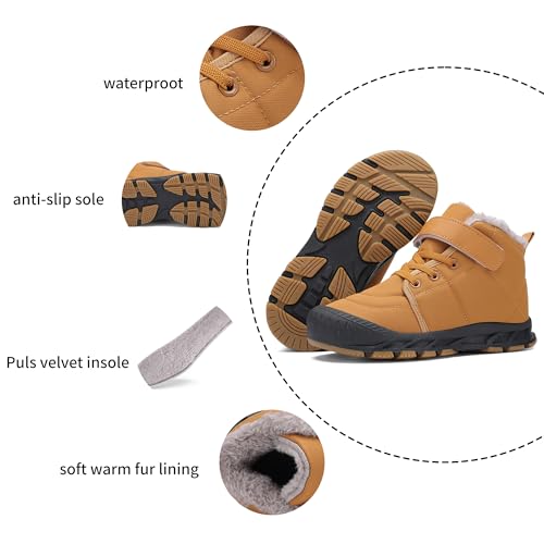 Boys Snow Boots Winter Waterproof Slip Resistant Cold Weather Shoes（Little Kid/Big Kid2