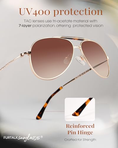 FURTALK Aviator Sunglasses Womens Stylish Trendy Polarized UV400 Protection Metal Sunnies FT90283