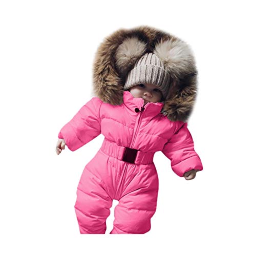 Covermason Baby Babykleidung Neugeborene Winter,Säuglingsbaby Junge Mädchen Spielanzug Strampler Jacke Mit Kapuze Overall Warm Dicker Mantel Coat Outfit (3-6M, Pink)