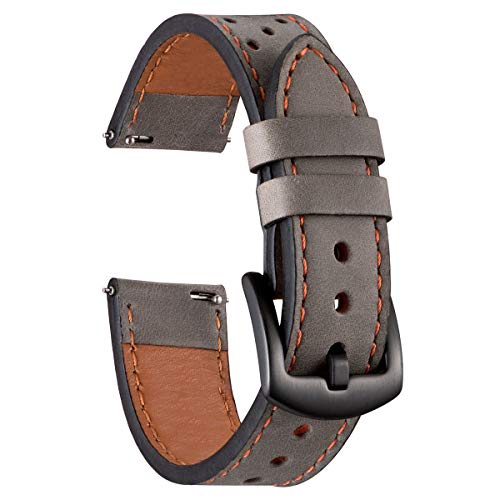 Galaxy Watch 42mm Bands, Compatible with Samsung Galaxy Watch 42mm Straps, Width 20mm Watch Band Quick Release Leather Bracelet Unisex Size (Gray)