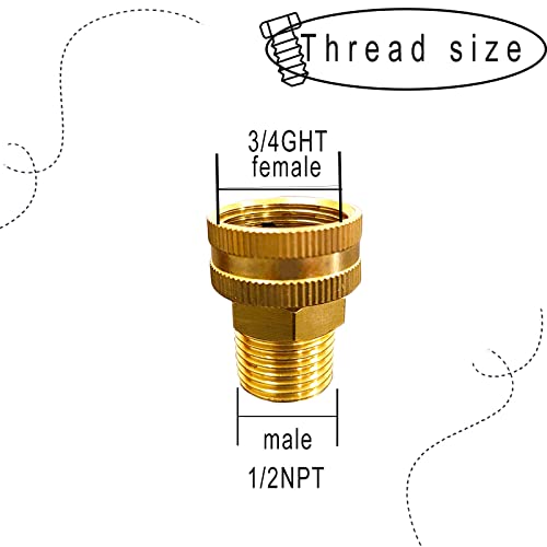 Youho Brass Swivel 3/4” Ght Female X 1/2” Npt Male Connector, Ght To Npt Adapter Brass Fitting, Garden Hose Adapter, Garden Hose To Pipe Fittings Connect, Garden Pipe Joint Extension Repair Fitting #TOP1
