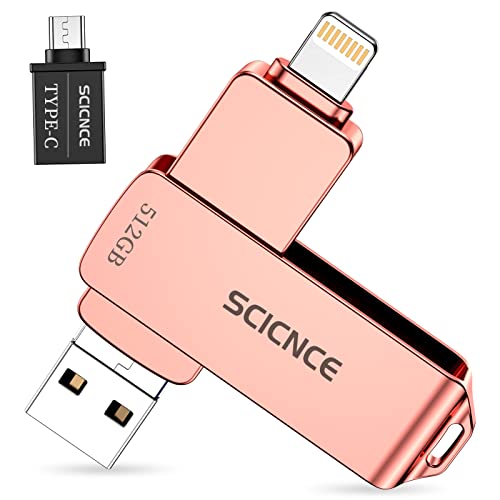 Scicnce 512Gb Photo Stick Iphone Flash Drive, For Iphone Usb Memory Stick Thumb Drives Usb Stick External Storage Compatible With Iphone Ipad Android Pc (Rose Gold) #TOP5