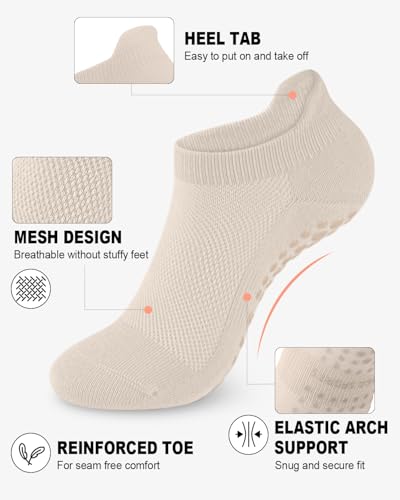 6 Pairs Grip Pilates Socks for Women, Non-slip Yoga Athletic Socks for Barre Ballet Barefoot Workout Hospital2