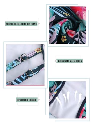 Image of Girls One Piece Swimsuits,Girls Bathing Suits with Adjustable Straps,Kids Hawaiian Floral Swimwear 3-16 Years