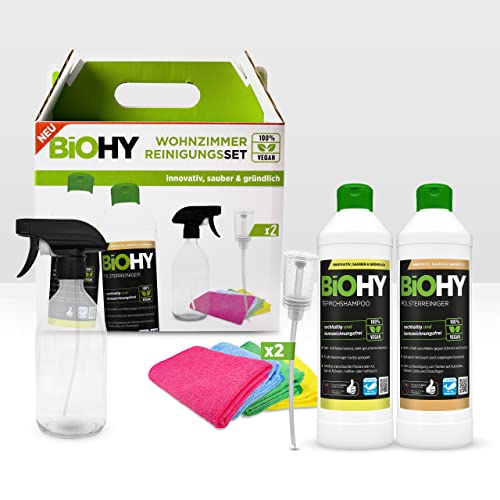 BiOHY Wohnzimmer-Reinigungsset | Bio Konzentrat für den Wohnbereich | Ideal für Polster & Teppiche | porentiefe & kraftvolle Reinigung | nachhaltig & biologisch abbaubar