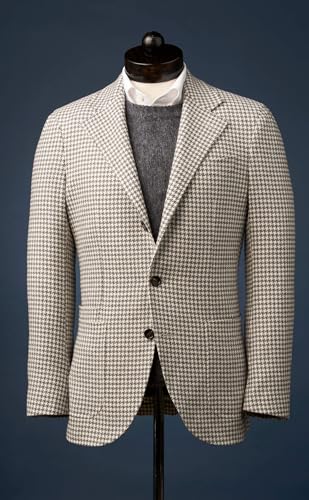 Mens Houndstooth Dogstooth Notch Lapel Two Button Slim Fit Prom Wedding Tuxedo Blazer Jacket Coat2