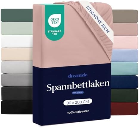 Dreamzie - Spannbettlaken 90x200cm - 100% Mikrofaser - Steghöhe 35cm | Puderrosa · Ultraweich · OEKO-TEX Zertifiziert · Leintuch · Für hohe Matratzen · Atmungsaktiv · Pflegeleicht