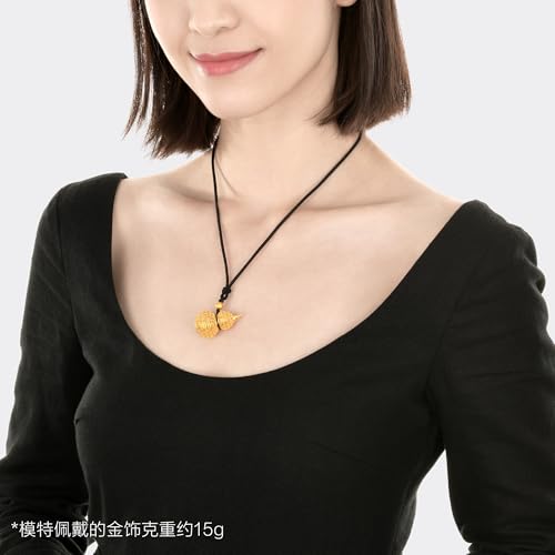 CHOW SANG SANG 999.9 24K Solid Gold Cultural Blessings Auspicious Gourd WULU Necklace for Women & Men 70cm 90852Z Price-by-Weight 13.47g Gold3