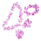 ROMISBABA 4 Piezas Conjunto Hawaiano Collares Pulseras Diademas Flores Tropicales Moradas para Fiestas Playa Bodas Luau