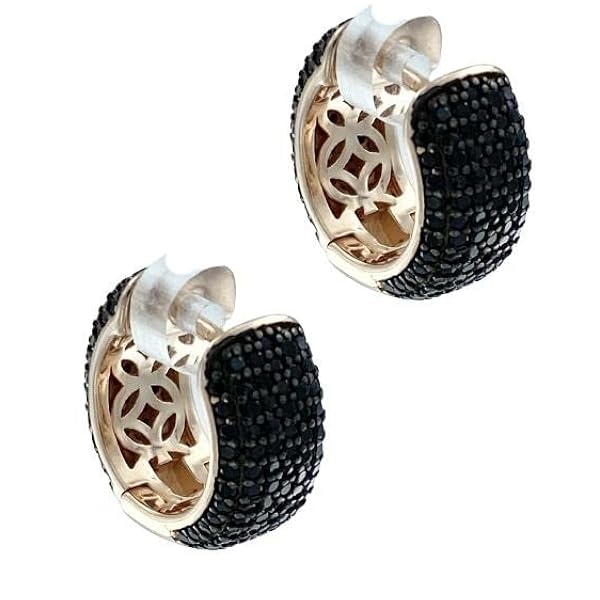 Malia - orecchini a cerchio in argento 925 ros o bianco con pav di zirconi neri o bianchi - argento-rose-zirconi-neri