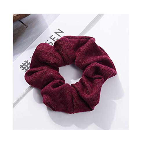 Scrunchies Hair Ties Soft Knitted Hair Bands Hair Scrunchie Holder Ponytail Scrunchy Hair Elastic For Women Ladies Cotton Scrunchy Medium Hair Accessories Black/White/Grey/Beige/Red (Soft Knitted Scrunchies Dark Colors) #TOP5