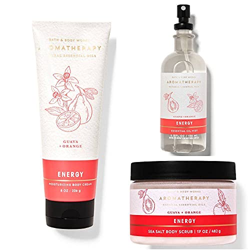 Bath & Body Works Bath And Body Works Aromatherapy Guava Orange Moisturizing Body Cream Sea Salt Body Scrub And Essential Oil Mist 3 Piece Set cover